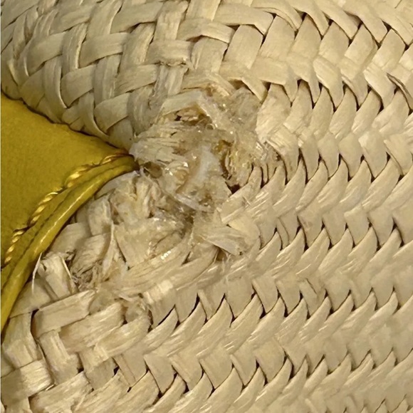 Kate Spade Clutch Handbag With Metal Chain Strap Straw and Yellow Leather 12”x8” - Picture 8 of 8